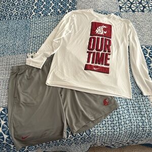 WSU cougars Nike dri fit long sleeve tshirt and shorts